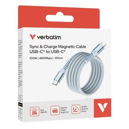 VERBATIM CABLE MAGNETICO TIPO USB-C/M - USB-C/M AZUL 100W 1,20 M