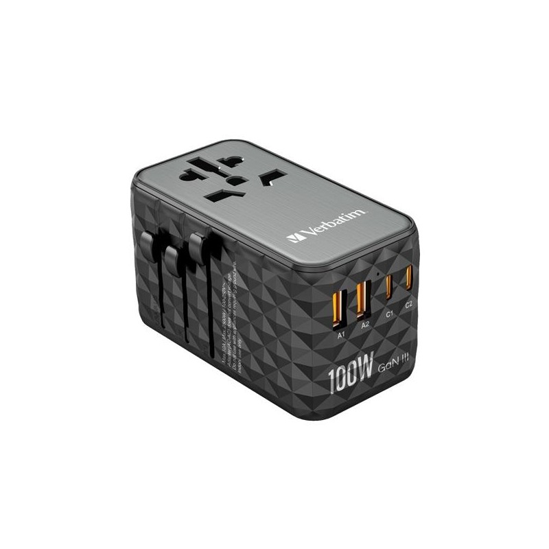 VERBATIM UTA-06 ADAPTADOR UNIVERSAL DE VIAJE CON 2 PUERTO USB-C - 2 PUERTO USB-A