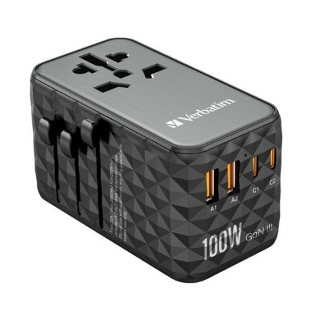 VERBATIM UTA-06 ADAPTADOR UNIVERSAL DE VIAJE CON 2 PUERTO USB-C - 2 PUERTO USB-A
