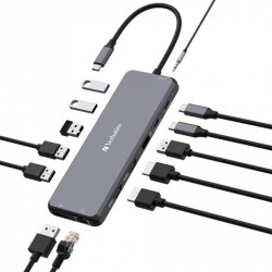 VERBATIM HUB PRO USB-C A 2XHDMI/1XDP/1XRJ45/3XUSB-A 3.2/1XUSB-A 3.2/2 XUSB-A 2.0/1X JACK 3.5/2XUSB-C PD PLATA
