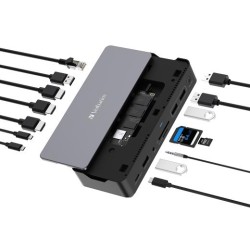VERBATIM DOCK STATION 15 EN 1 USB-C A 2XHDMI/1XDP/1XRJ45/1XUSB-A 3.1/2XUSB-A 3.0/1XUSB-A 2.0/1XUSB-C 3.1/1XTARJETA SD/1XMICRO SD
