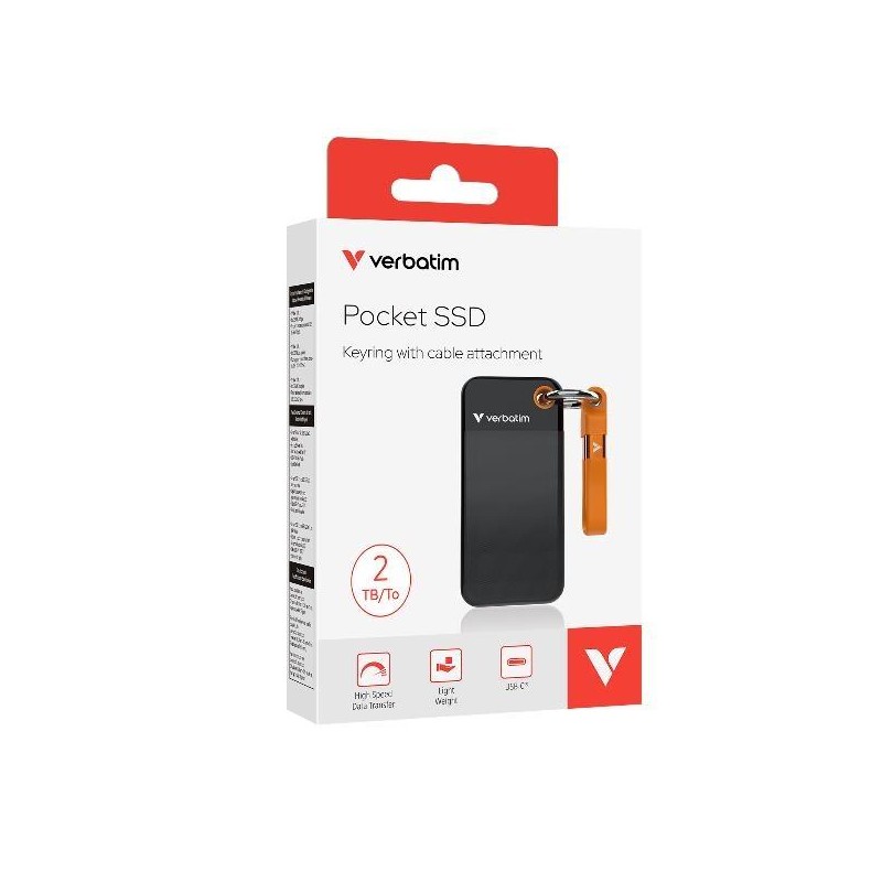 VERBATIM DISCO DURO EXTERNO SSD LLAVERO 2TB USB-C 3.2 GEN.2 NEGRO Y NARANJA