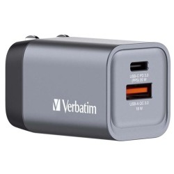 VERBATIM GNC-35 CARGADOR PARED GAN 35W USB-A 3.0 Y USB-C 3.0