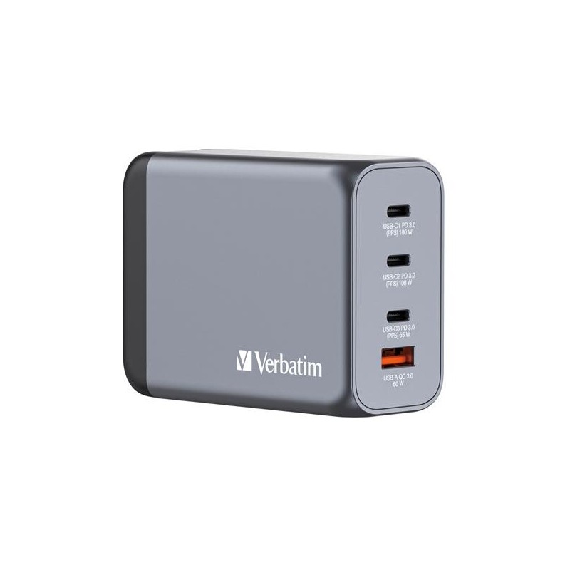 VERBATIM GNC-200 CARGADOR PARED GAN 200W USB-A 3.0 Y 3XUSB-C 3.0