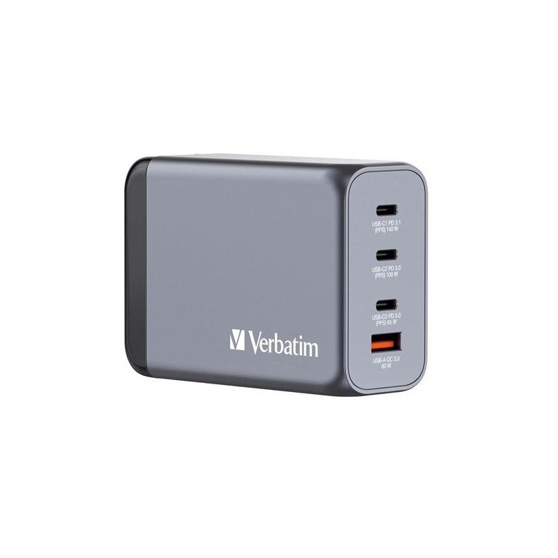 VERBATIM GNC-240 CARGADOR PARED GAN 240W USB-A 3.0 Y 3XUSB-C 3.0