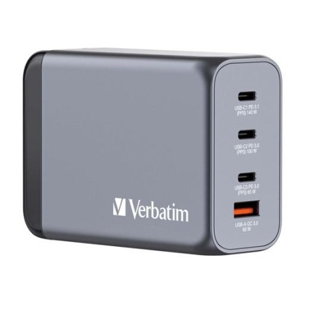 VERBATIM GNC-240 CARGADOR PARED GAN 240W USB-A 3.0 Y 3XUSB-C 3.0