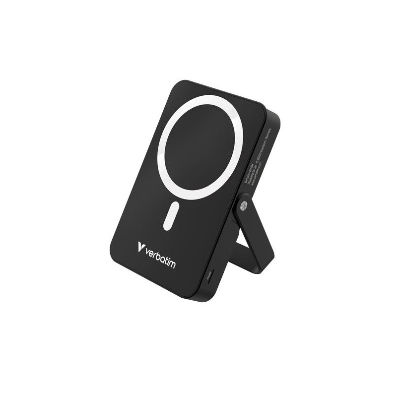 VERBATIM CARGADOR INALAMBRICO POWER BANK C/ SOPORTE 10K MAH 1XUSB-C NEGRO