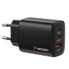 VERBATIM CARGADOR PARED GAN ESSENTIALS 65W 2XUSB-C 3.0 Y 1XUSB-A NEGRO