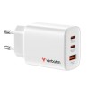 VERBATIM CARGADOR PARED GAN ESSENTIALS 65W 2XUSB-C 3.0 Y 1XUSB-A BLANCO