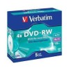 VERBATIM DVD-RW, 4.7GB, 4X, 5 PACK JEWEL CASE, SUPERFICIE MATT SILVER