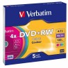 VERBATIM DVD+RW, 4.7GB, 4X, 5 PACK SLIM CASE, SUPERFICIE 5 COLORES