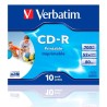 VERBATIM CD-R AZO, 700MB, 52X, 10 PACK JEWEL CASE, SUPERFICIE WIDE INKJET PRINTABLE