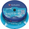 VERBATIM CD-R AZO, 700MB, 52X, 25 PACK SPINDLE, SUPERFICIE CRYSTAL