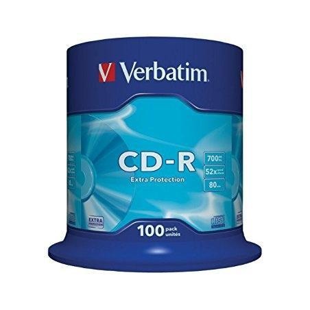 VERBATIM CD-R, 700MB, 52X, 100 PACK SPINDLE, SUPERFICIE EXTRA PROTECTION