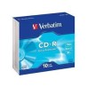 VERBATIM CD-R, 700MB, 52X, 10 PACK SLIM CASE, SUPERFICIE EXTRA PROTECTION
