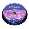 VERBATIM DVD+R, 4.7GB, 16X, 10 PACK SPINDLE, SUPERFICIE MATT SILVER