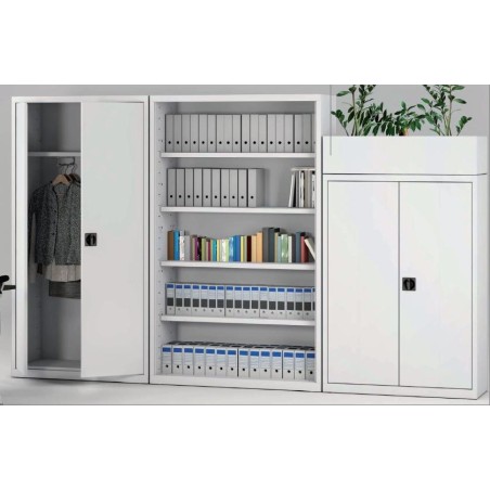 ARMARIO ALTO GRIS PUERTAS BATIENTES 198X120X45 4B