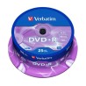 VERBATIM DVD+R, 4.7GB, 16X, 25 PACK SPINDLE, SUPERFICIE MATT SILVER