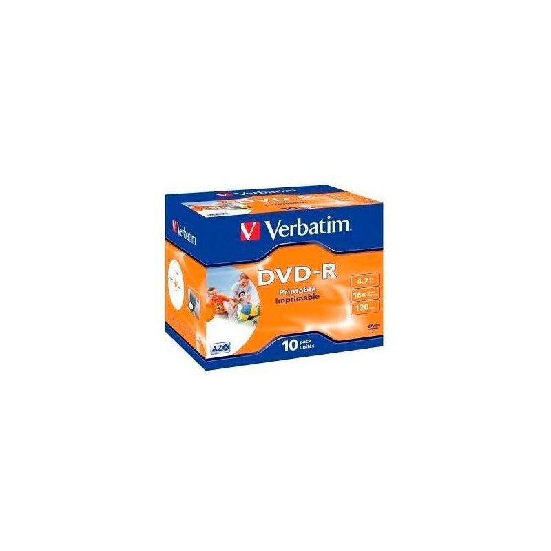VERBATIM DVD-R 4.7GB AZO 16X / 10 PACK JEWEL CASE / PRINTABLE SURFACE