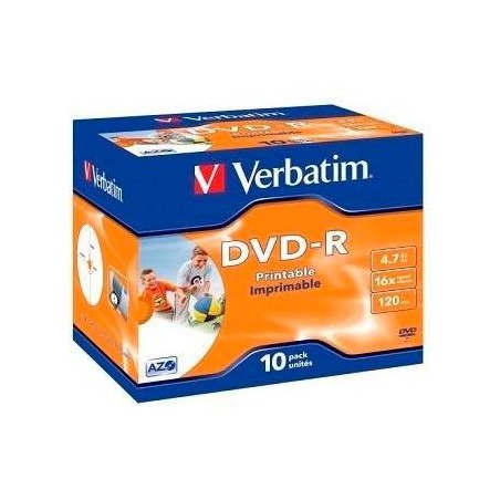 VERBATIM DVD-R 4.7GB AZO 16X / 10 PACK JEWEL CASE / PRINTABLE SURFACE