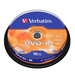 VERBATIM DVD-R, 4.7GB, 16X, 10 PACK SPINDLE, SUPERFICIE MATT SILVER