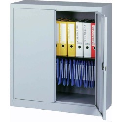 BISLEY ARMARIO METÁLICO MEDIO PUERTAS BATIENTES CON 1 BALDA 100X91,4X40CM ACABADO EN GRIS (MONTADO)