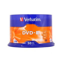 VERBATIM DVD-R, 4.7GB, 16X, 50 PACK SPINDLE, SUPERFICIE MATT SILVER