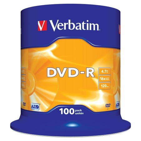 VERBATIM DVD-R, 4.7GB, 16X, 100 PACK SPINDLE, SUPERFICIE MATT SILVER