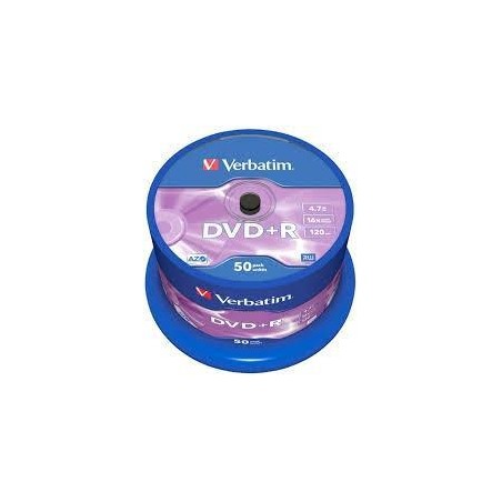 VERBATIM DVD+R, 4.7GB, 16X, 50 PACK SPINDLE, SUPERFICIE MATT SILVER
