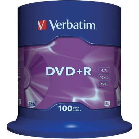 VERBATIM DVD+R, 4.7GB, 16X, 100 PACK SPINDLE, SUPERFICIE MATT SILVER