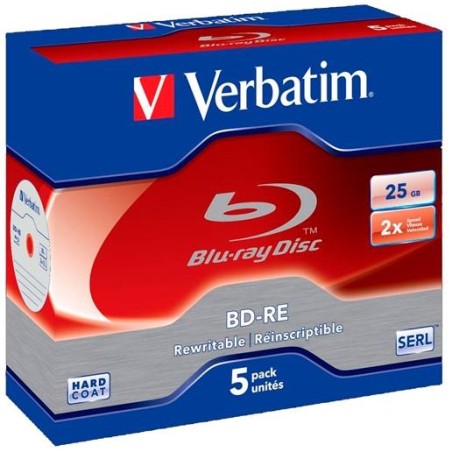 VERBATIM BD-R BLU-RAY 25GB 6X SPEED DATALIFE - 5 EN CAJA JEWEL