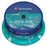 VERBATIM DVD-RW, 4.7GB, 4X, 25 PACK SPINDLE, SUPERFICIE MATT SILVER REGRABABLE