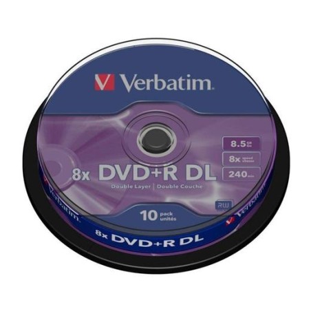 VERBATIM DVD+R DOBLE CAPA, 8.5GB, 8X, 10 PACK SPINDLE, SUPERFICIE MATT SILVER