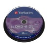 VERBATIM DVD+R DOBLE CAPA, 8.5GB, 8X, 10 PACK SPINDLE, SUPERFICIE MATT SILVER