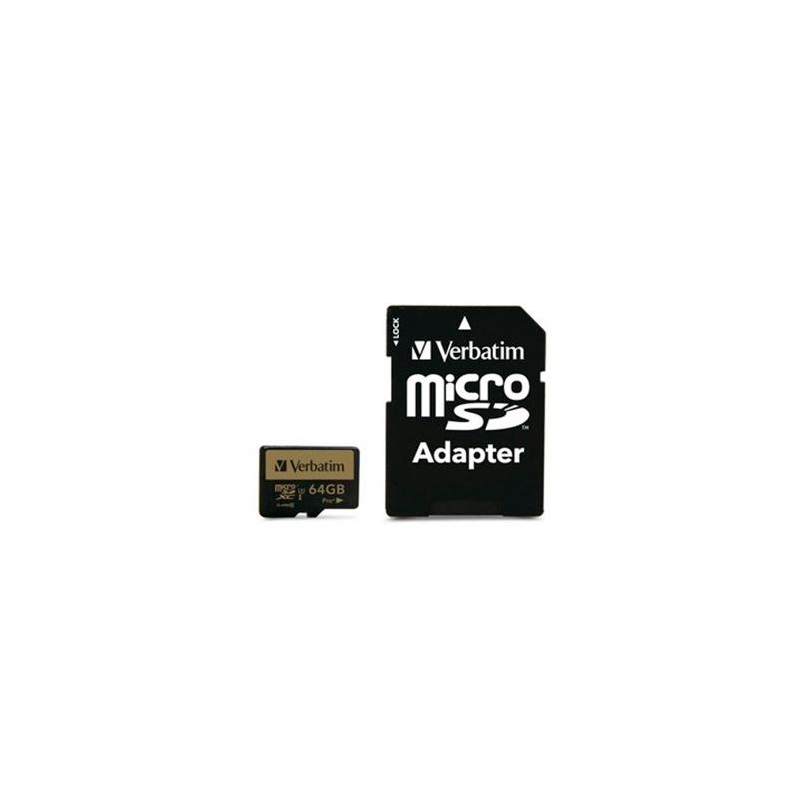 VERBATIM PRO+ U3 MICRO SDXC CARD 64GB C/ADAPTADOR