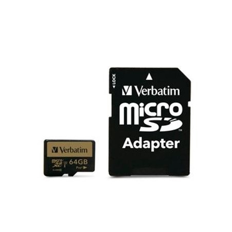 VERBATIM PRO+ U3 MICRO SDXC CARD 64GB C/ADAPTADOR