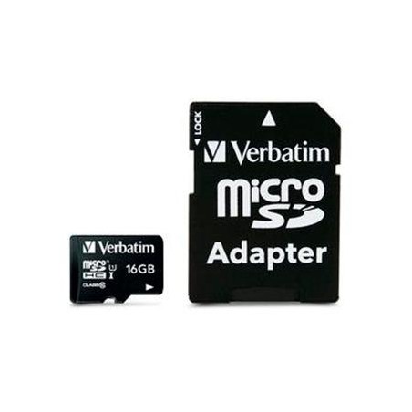 VERBATIM TARJETA MICRO SDHC 16GB CLASE 10 C/ADAPTADOR