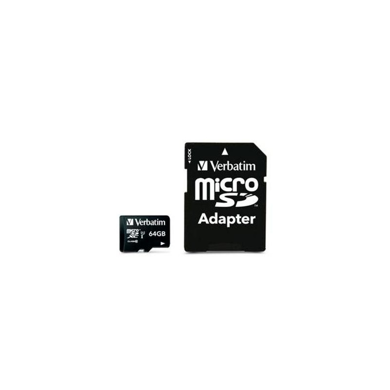 VERBATIM MICRO SDHC 64GB CLASE 10 C/ADAPTADOR