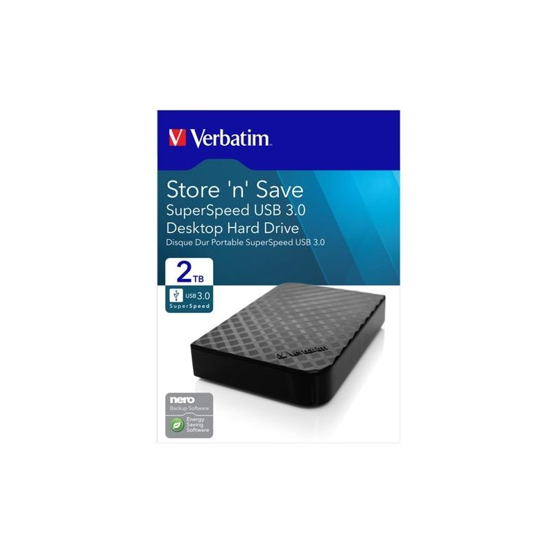 VERBATIM DISCO DURO EXTERNO STORE ´N´ SAVE 2TB HDD 3,5" USB 3.0 GEN 2 NEGRO