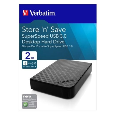 VERBATIM DISCO DURO EXTERNO STORE ´N´ SAVE 2TB HDD 3,5" USB 3.0 GEN 2 NEGRO