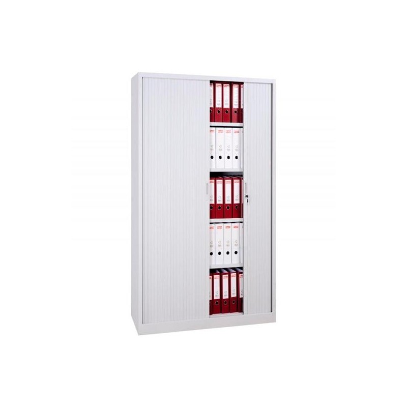 ARMARIO METÁLICO DOS PUERTAS PERSIANA CORREDERAS 100X45X198 CM (ANCHO X FONDO X ALTO) INCLUYE 4 BALDAS ACABADO EN GRIS. ( MONTAD