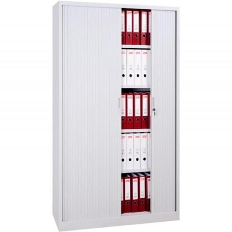 ARMARIO METÁLICO DOS PUERTAS PERSIANA CORREDERAS 100X45X198 CM (ANCHO X FONDO X ALTO) INCLUYE 4 BALDAS ACABADO EN GRIS. ( MONTAD