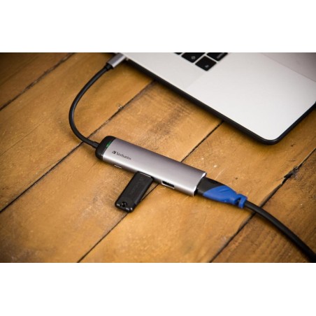 VERBATIM HUB MULTIPUERTO USB-C / 2XUSB 3.0 / HDMI CARGA USB-C PLATA
