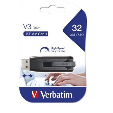 VERBATIM PENDRIVE V3 STORE ´N´ GO SUPER SPEED 32GB RETRÁCTIL USB 3.2 NEGRO