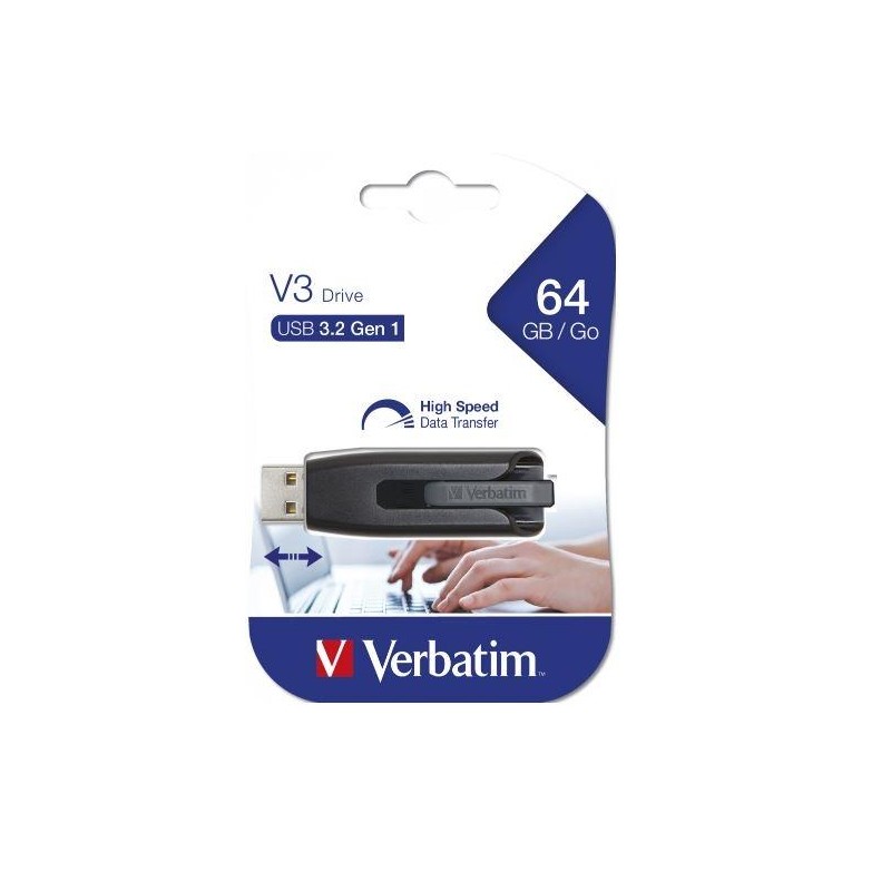 VERBATIM PENDRIVE V3 STORE ´N´ GO SUPER SPEED 64GB RETRÁCTIL USB 3.2 NEGRO