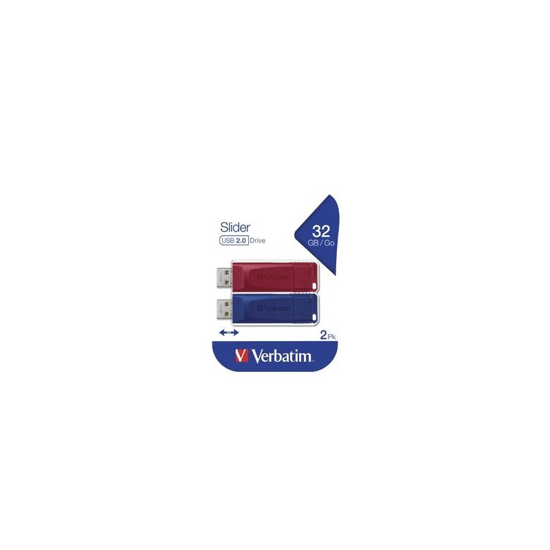 VERBATIM PENDRIVE SLIDER 32GB USB 2.0 -MULTIPACK 2U-