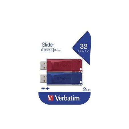 VERBATIM PENDRIVE SLIDER 32GB USB 2.0 -MULTIPACK 2U-