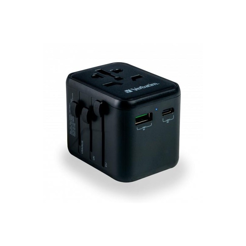 VERBATIM UTA-02 ADAPTADOR UNIVERSAL DE VIAJE CON 1 PUERTO USB-C - 1 PUERTO USB-A