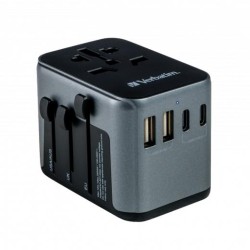 VERBATIM UTA-03 ADAPTADOR UNIVERSAL DE VIAJE CON 1 PUERTO USB-C - 2 PUERTO USB-A - 2 PUERTO USB-C