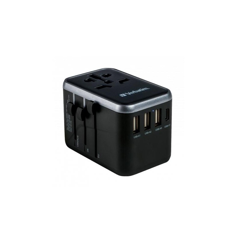 VERBATIM UTA-04 ADAPTADOR UNIVERSAL DE VIAJE CON 1 PUERTO USB-C - 3 PUERTO USB-A - 1 PUERTO USB-C